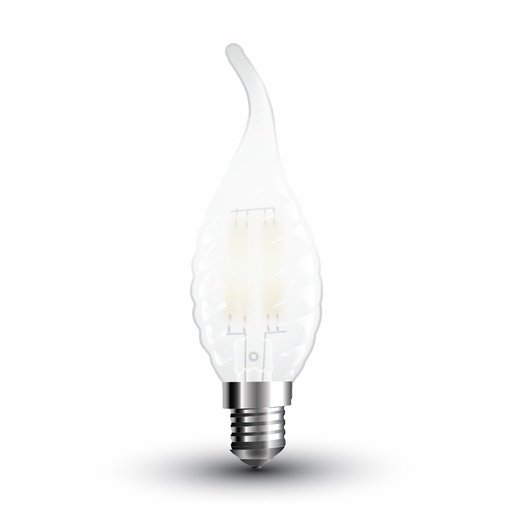 [7111] ¬[VZ14222] BOMBILLA LED 4W FILAMENTO E14 MATE TWIST TIPO VELA FORMA DE LLAMA 4000K
