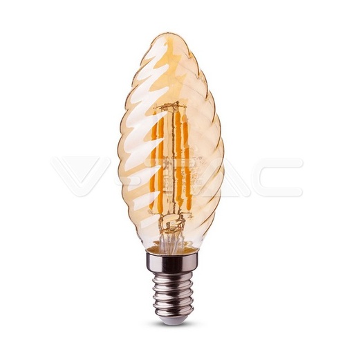 [7115] ¬[VZ14230] BOMBILLA LED 4W FILAMENTO E14 TIPO VELA ÁMBAR TWIST 2200K
