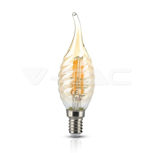 [7116] ¬[VZ14232] BOMBILLA LED 4W FILAMENTO E14 TIPO VELA FORMA DE LLAMA ÁMBAR 2700K