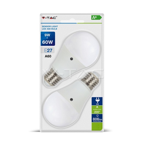 [7287] ¬[VZ14574] BOMBILLA LED V-TAC E27 A60 9W SMD 806LM 6400K