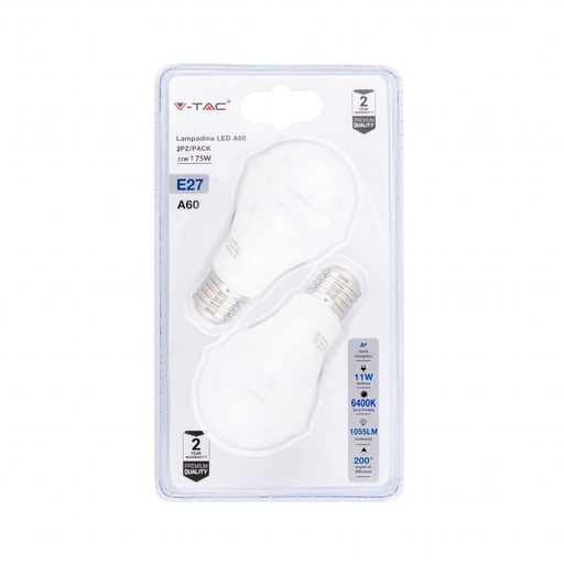 [7299] ¬[VZ14598] BOMBILLA LED V-TAC E27 A60 11W SMD 1055LM 6400K