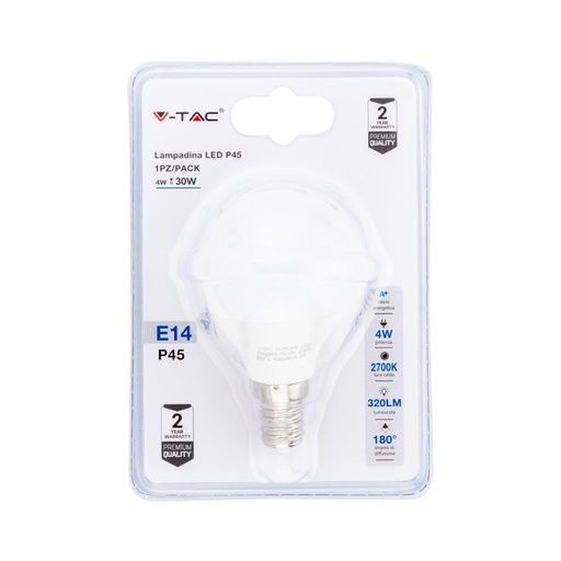[7369] ¬[VZ14738] BOMBILLA LED 4W E14 P45 (BLISTER 1 PIEZA) 2700K
