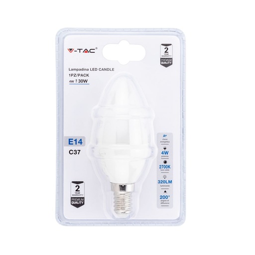 [7381] ¬[VZ14762] BOMBILLA LED 4W E14 VELA (BLISTER 1 PIEZA) 2700K