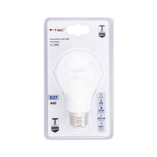 [7391] ¬[VZ14782] BOMBILLA LED E27 9W A60 4000K 