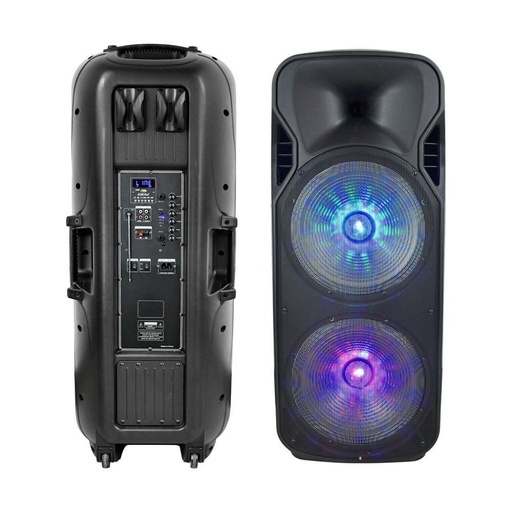 [7733] ¬[VZ15466] ALTAVOZ PORTÁTIL RECARGABLE 150W WIRELESS + MICRÓFONOS MANDO RF RGB 2*15 PULGADAS