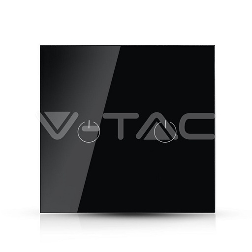 [8424] ¬[VZ16848] INTERRUPTOR TÁCTIL 2 SALIDAS WIFI COMPATIBLE CON GOOGLE HOME Y AMAZON ALEXA NEGRO