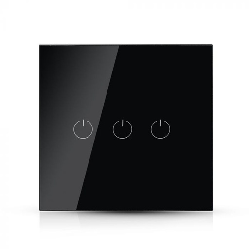 [8425] ¬[VZ16850] INTERRUPTOR TÁCTIL 3 SALIDAS WIFI COMPATIBLE CON GOOGLE HOME Y AMAZON ALEXA NEGRO