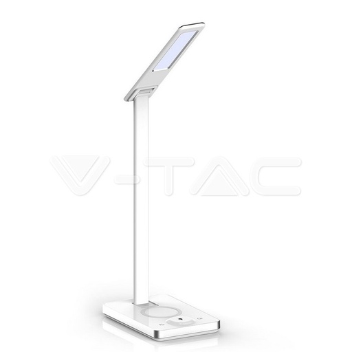 [8603] ¬[VZ17206] LÁMPARA DE MESA LED 5W CARGADOR INALÁMBRICO CUADRADO CUERPO BLANCO CCT