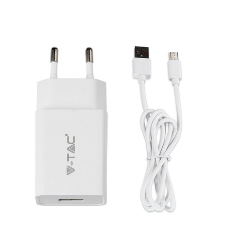[8645] ¬[VZ17290] CARGADOR Y MICRO USB CABLE BLANCO
