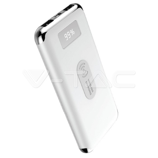 [8854] ¬[VZ17708] POWER BANK 10000MAH CON PANTALLA DIGITAL CARGA POR WIRELESS COLOR BLANCO