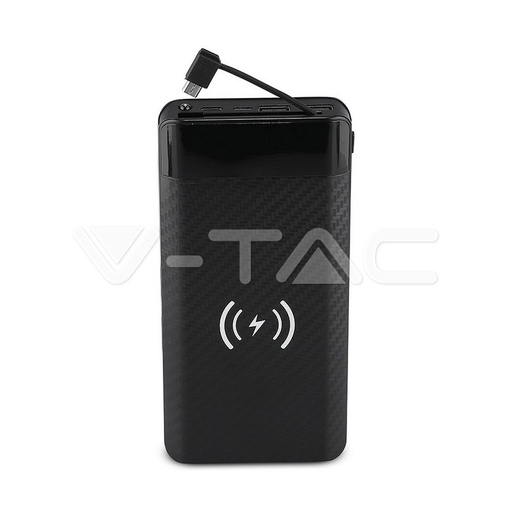 [8859] ¬[VZ17718] POWER BANK 20000MAH BATERÍA EXTERNA PORTABLE CARGA WIRELESS & MICRO CABLE USB COLOR NEGRO