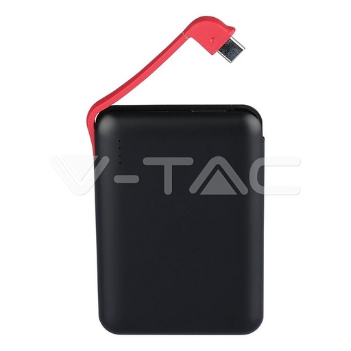 [8865] ¬[VZ17730] POWER BANK 5000MAH CON PANTALLA LED & CABLE INCORPORADO COLOR NEGRO