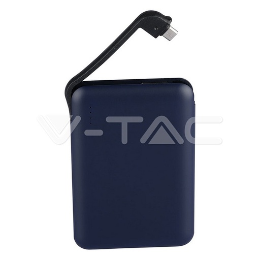 [8868] ¬[VZ17736] POWER BANK 5000MAH CON PANTALLA LED & CABLE INCORPORADO COLOR AZUL