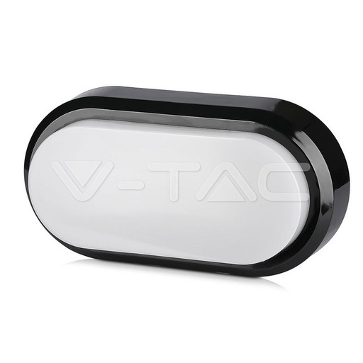 [1309] ¬[VZ2618] PLAFÓN LED 8W ÓVALO CUERPO NEGRO IP54 4000K