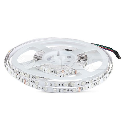 [2591] ¬[VZ5182] TIRA LED V-TAC 24V DC 9W SMD5050 60LED/M 1000LM/M PCB 10MM IP20 RGB (Rollo de 5m.)