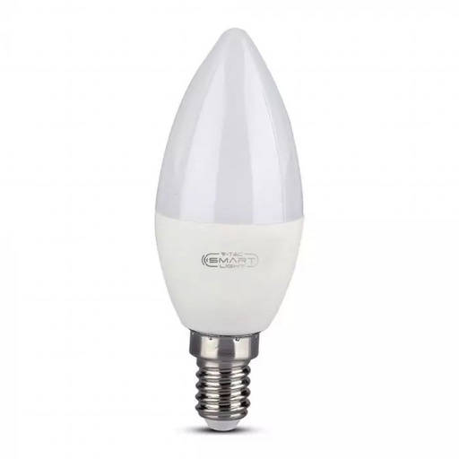 [2754] ¬[VZ5508] BOMBILLA LED V-TAC E14 TIPO VELA 4.5W SMD 300LM RGB + 2700K + 6400K