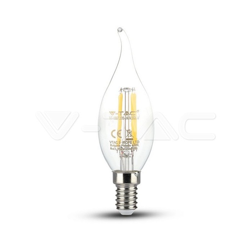 [275] ¬[VZ550] BOMBILLA LED V-TAC E14 TIPO VELA LLAMA 4W CHIP SAMSUNG 400LM 2700K