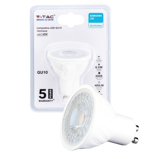[2826] ¬[VZ5652] BOMBILLA LED 6.5W CHIP SAMSUNG GU10 (BLISTER 1 PIEZA) 4000K