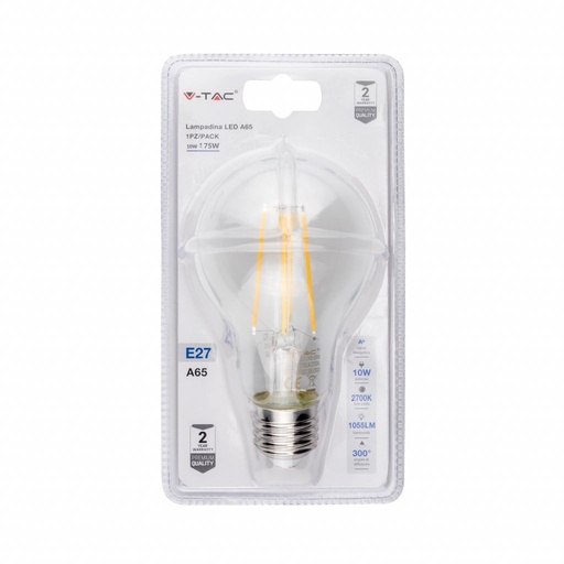 [2830] ¬[VZ5660] BOMBILLA LED E27 10W A65 FILAMENTO 2700K