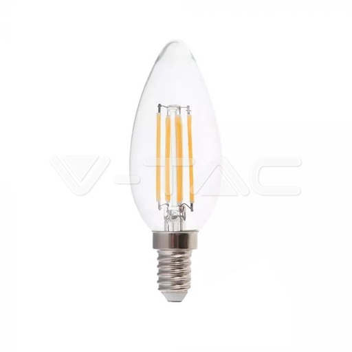 [2848] ¬[VZ5696] BOMBILLA LED V-TAC E14 TIPO VELA 6W FILAMENT 800LM 300° 2700K