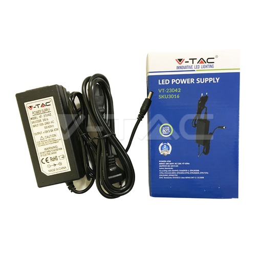 [3016] ¬[VZ6032] FUENTE DE ALIMENTACIÓN COMPACTA V-TAC 12V 42W 3.5A IP20