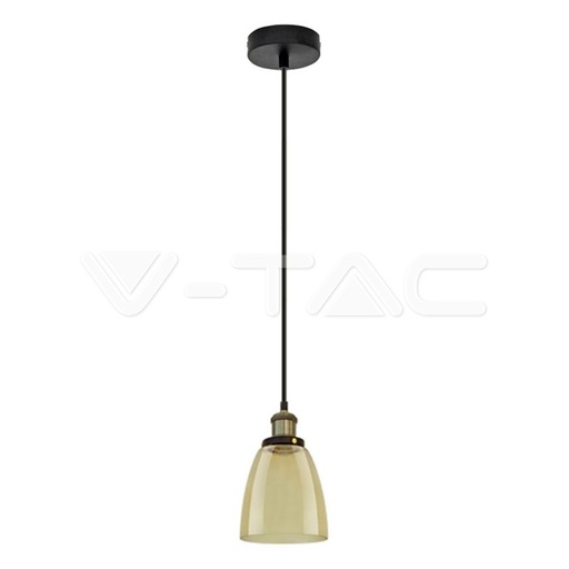 [3736] ¬[VZ7472] LÁMPARA DE TECHO COLGANTE VINTAGE DE CRISTAL ÁMBAR Ф140 E27 (BOMBILLA NO INCLUIDA)