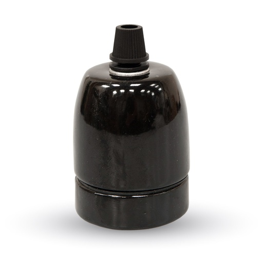 [3796] ¬[VZ7592] SOPORTE DE PORCELANA E27 NEGRO