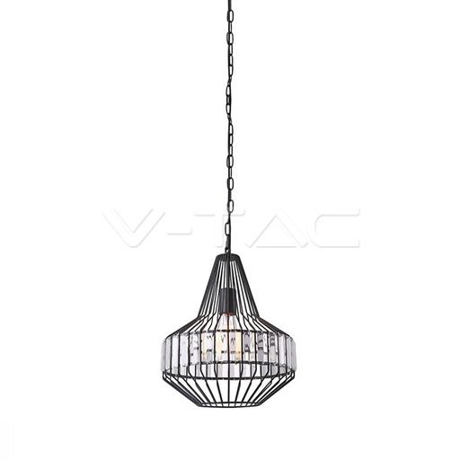 [3955] ¬[VZ7910] LÁMPARA DE TECHO COLGANTE DE METAL CON CRISTALES E27 (BOMBILLA NO INCLUIDA)