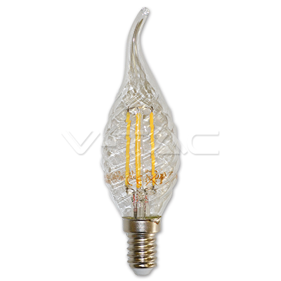 [4308] ¬[VZ8616] BOMBILLA LED V-TAC E14 TIPO VELA LLAMA 4W FILAMENT 400LM 2700K