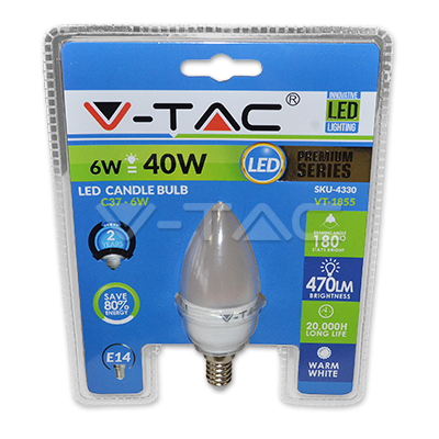 [4330] ¬[VZ8660] BOMBILLA LED 6W E14 TIPO VELA 2700K