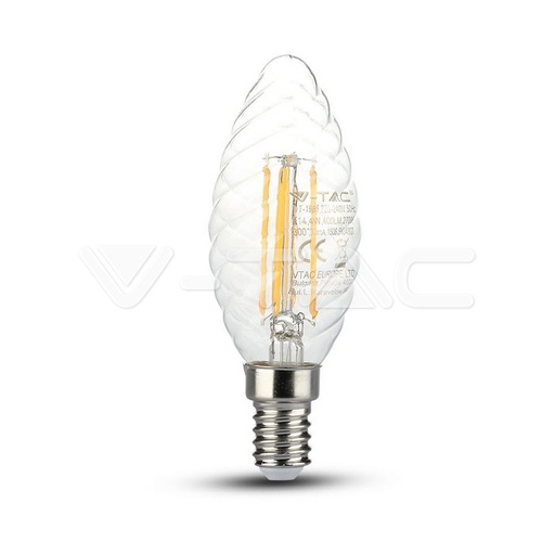 [4367] ¬[VZ8734] BOMBILLA LED V-TAC E14 TIPO VELA 4W FILAMENT 400LM 2700K