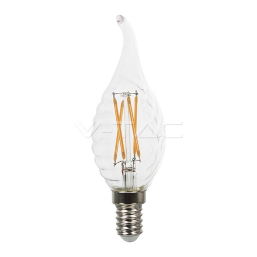 [43881] ¬[VZ87762] BOMBILLA LED V-TAC E14 TIPO VELA LLAMA 4W FILAMENT 350LM 2700K