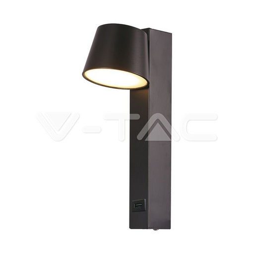[23406] [VQ226234061] APLIQUE DE PARED LED 8W USB NEGRO 3000K