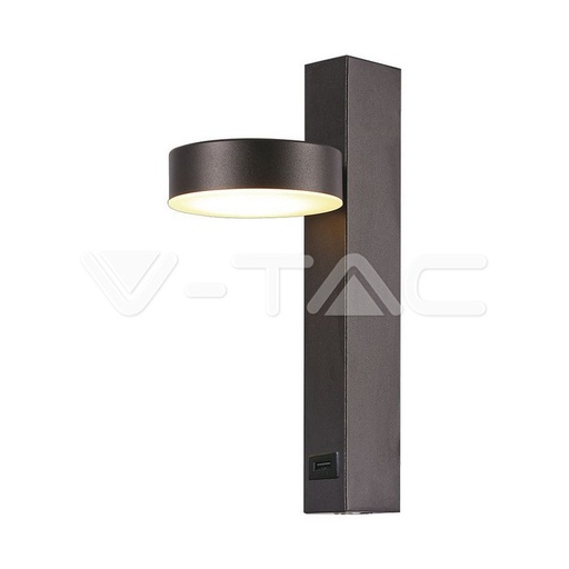 [23405] [VQ226234051] APLIQUE DE PARED LED 8W USB NEGRO 3000K
