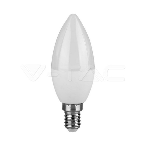 [211111] [VQ2262111111] BOMBILLA LED V-TAC E14 TIPO VELA 6.5W SMD 600LM 180° 3000K