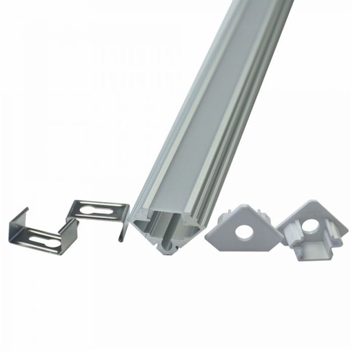 [9956] [VQ22699561] PERFIL DE ALUMINIO DE SUPERFICIE V-TAC COLOR ALUMINIO DIFUSOR OPAL 2000X19X19MM (PACK 2 UNID.)