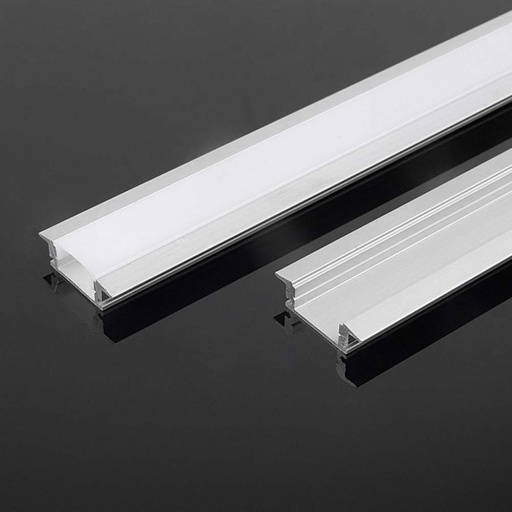 [10320] [VQ226103201] PERFIL DE ALUMINIO DE EMPOTRAR V-TAC COLOR ALUMINIO DIFUSOR OPAL 2000X24.7X7MM