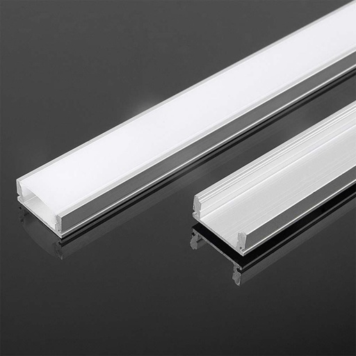 [10321] #[VQ226103211] PERFIL DE ALUMINIO DE SUPERFICIE V-TAC COLOR ALUMINIO DIFUSOR OPAL 2000X17.4X7MM