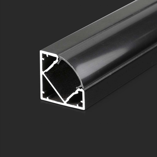 [2877] [VQ22628771] PERFIL DE ALUMINIO DE SUPERFICIE V-TAC COLOR NEGRO DIFUSOR NEGRO 2000X19X19MM