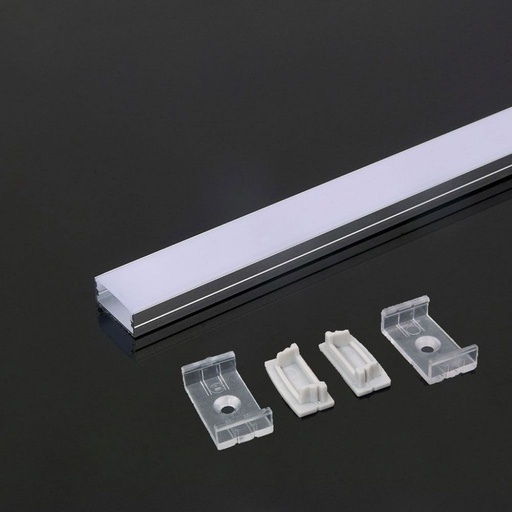 [3352] [VQ22633521] PERFIL DE ALUMINIO DE SUPERFICIE V-TAC COLOR ALUMINIO DIFUSOR OPAL 2000X23.5X10MM