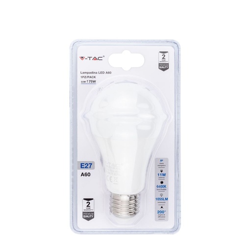 [7395] ¬[VZ14790] BOMBILLA LED E27 11W A60 (BLISTER 1 PIEZA) 6400K
