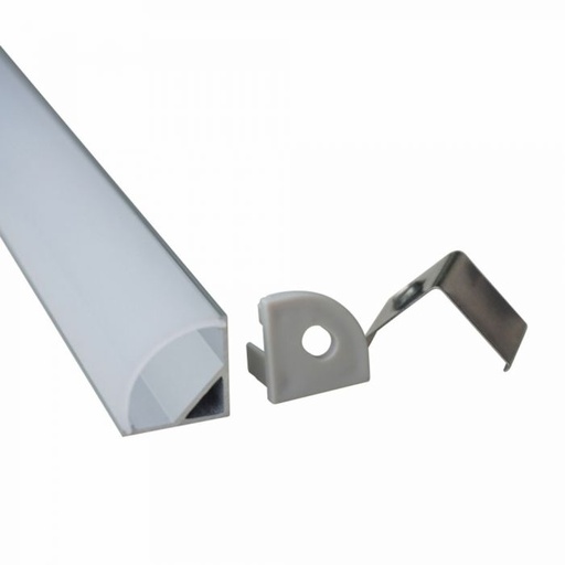 [9957] ¬[VZ19914] PERFIL DE ALUMINIO DE SUPERFICIE V-TAC COLOR ALUMINIO DIFUSOR OPAL 2000MM (PACK 2 UNID.)