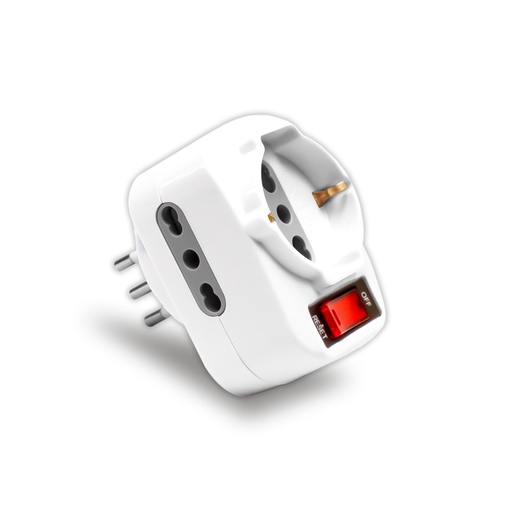[8744] [VQ22687441] ADAPTADOR DE REGLETA V-TAC CON 2 ENCHUFES DE 10/16 A, 1 ENCHUFE SCHUKO DE 10/16 A, ENCHUFE GIRATORIO DE 10 A E INTERRUPTOR BLANCO.