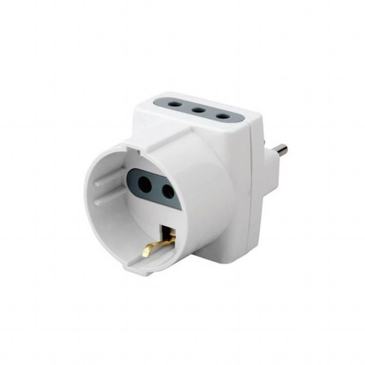 [8723] [VQ22687231] ADAPTADOR DE REGLETA V-TAC CON 2 ENCHUFES DE LA UE DE 10 A, 1 ENCHUFE SCHUKO DE 10/16 A Y 16 A, COLOR BLANCO