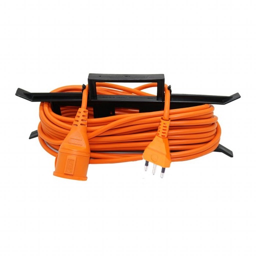 [8834] [VQ22688341] CABLE ALARGADOR V-TAC VDE H05VV-F 3G 1,5 MM X 15 M 16 A, ENCHUFE SCHUKO Y TOMA DE CORRIENTE SCHUKO CON MARCO PORTACABLES, COLOR NARANJA