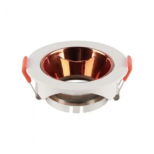 [6649] [VQ22666491] ARO PARA GU10 REDONDO MARCO BLANCO + REFLECTOR DE ORO ROSADO