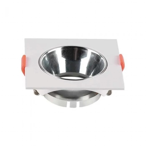 [6653] [VQ22666531] ARO PARA GU10 CUADRADO MARCO BLANCO + REFLECTOR CROMADO
