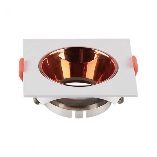 [6655] [VQ22666551] ARO PARA GU10 CUADRADO MARCO BLANCO + REFLECTOR DE ORO ROSADO