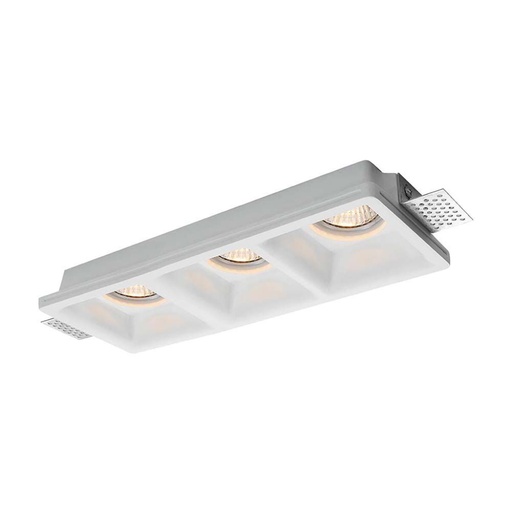 [6764] [VQ22667641] ARO TRIPLE DE ESCAYOLA PARA GU10 CUADRADO BLANCO