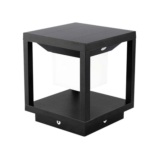 [6805] [VQ22668051] BALIZA SOLAR LED 2W CUERPO CON SENSOR  NEGRO 3000K